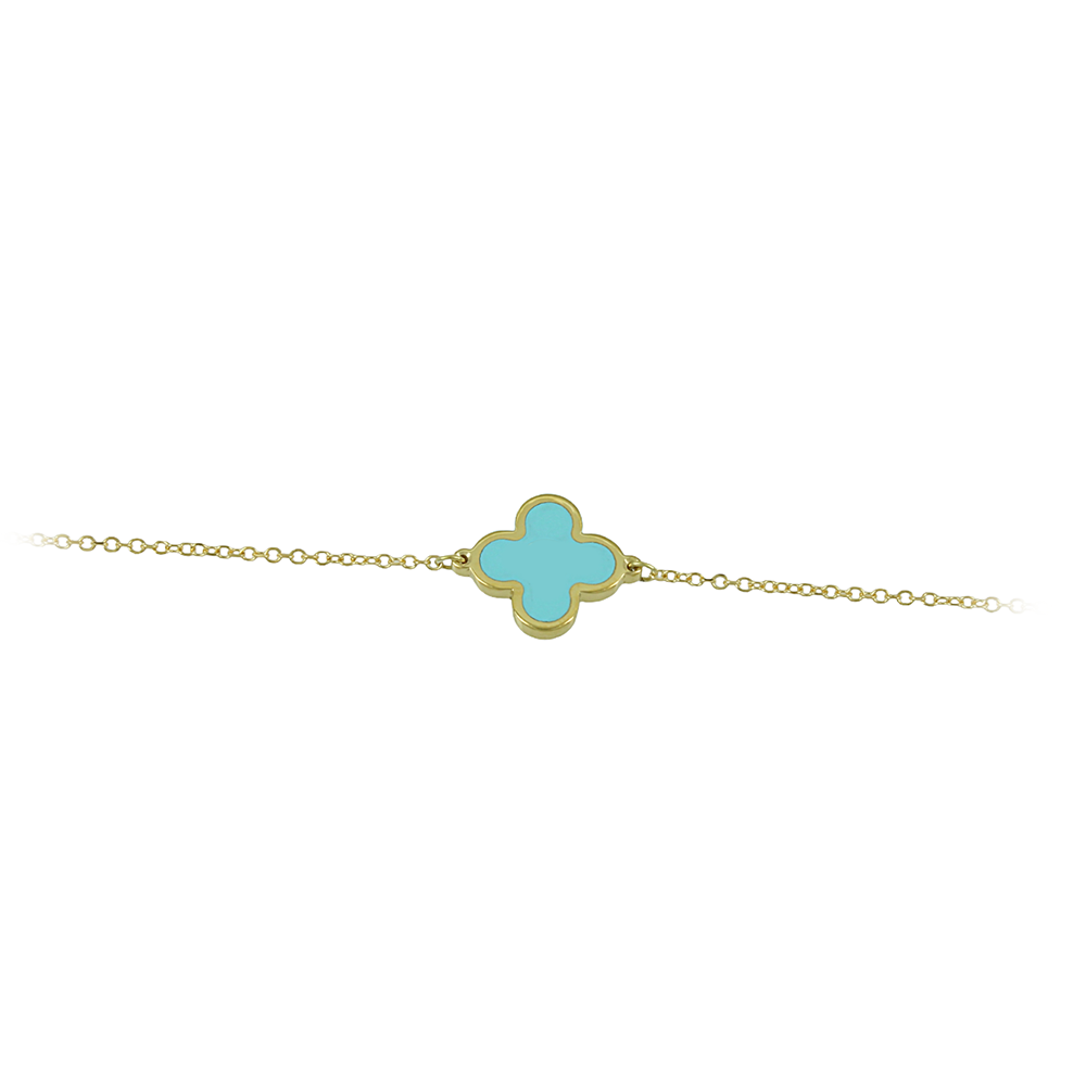 Bracelet Cross Yellow gold K14 with diamonds and ceramic Code 012230