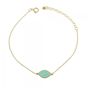 Bracelet Eye Yellow gold K14 with diamonds and ceramic Code 012232