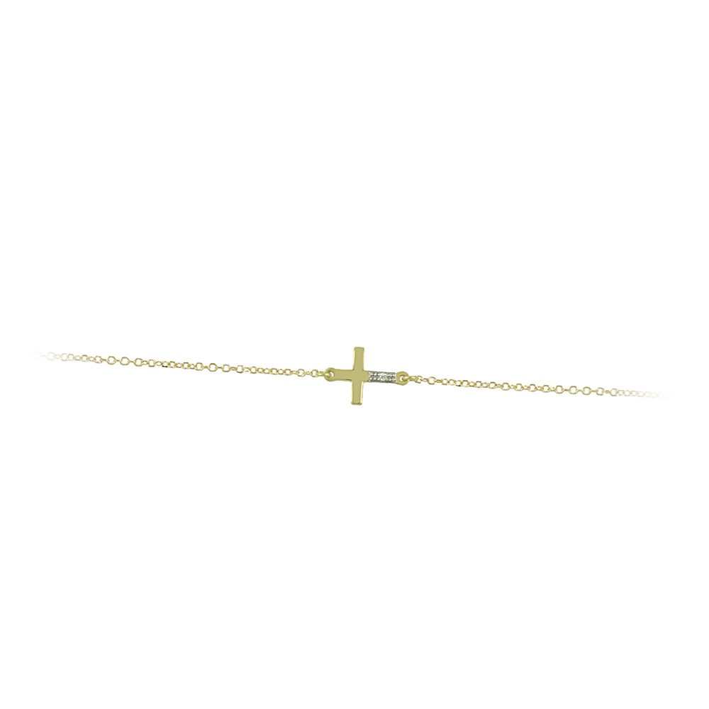 Bracelet Cross Yellow gold K14 with diamond Code 012236