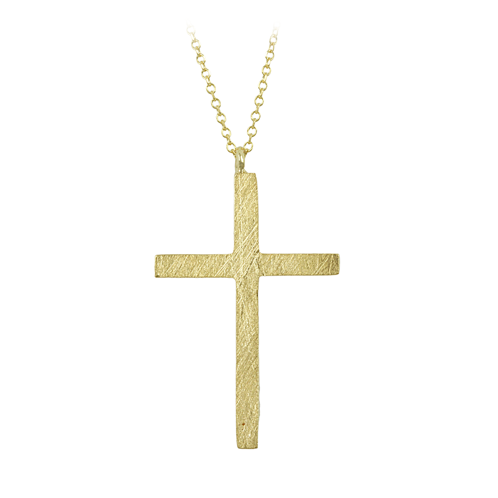 Σταυρός με αλυσίδα, Κίτρινος χρυσός Κ18 με Διαμάντια σε κοπή Brilliant Κωδικός 012360
