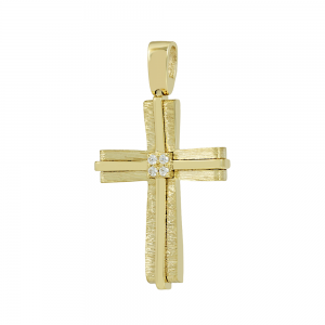 Women’s cross Yellow gold K14 with semiprecious crystals Code 012365