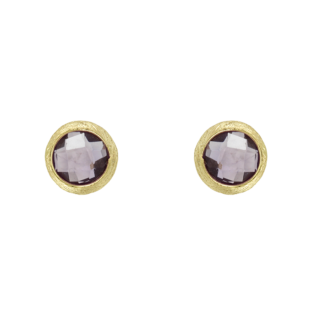Earrings Yellow gold K14 with Amethyst Code 012384