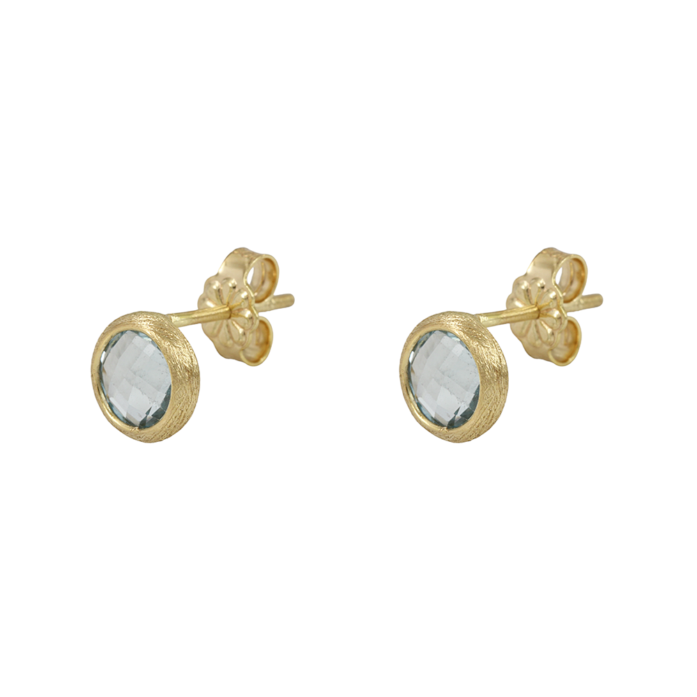 Earrings Yellow gold K14 with Blue Topaz Code 012385