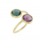 Ring Yellow gold K14 with London Blue Topaz and Amethyst Code 012397