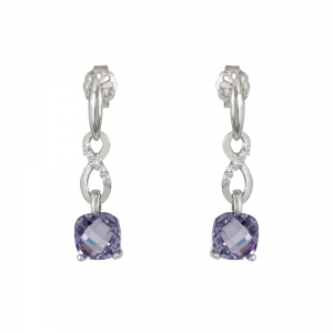 Earrings White gold K14 with semiprecious stones Code 012417