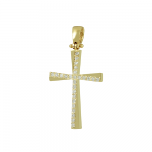 Women’s cross Yellow gold K14 with semiprecious crystals Code 012450