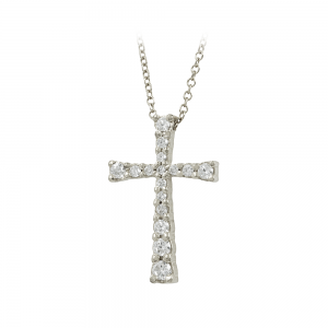 Woman's cross pendant with chain, Chain gold K14 with semiprecious crystals Code 012452