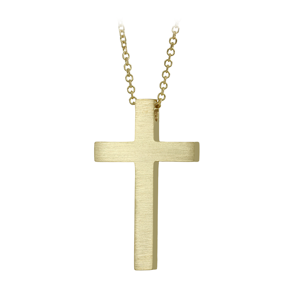 Σταυρός με αλυσίδα, Κίτρινος χρυσός Κ14 Κωδικός 012458