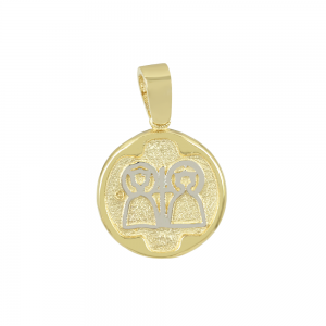 Christian pendant Yellow and white gold K14 with semiprecious crystals Code 012462