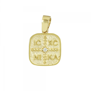 Christian pendant Yellow gold K14 with semiprecious crystal Code 012463