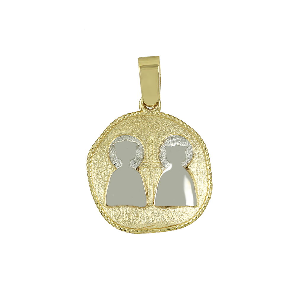 Christian pendant Yellow and white gold K14 Code 012467