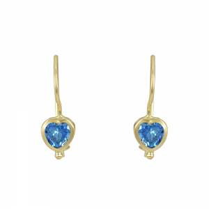 Παιδικά σκουλαρίκια Καρδιά Κίτρινος χρυσός Κ14 Κωδικός 012474
