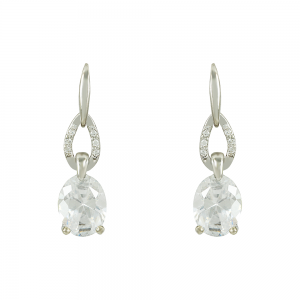Earrings White gold K14 with semiprecious stones Code 012497