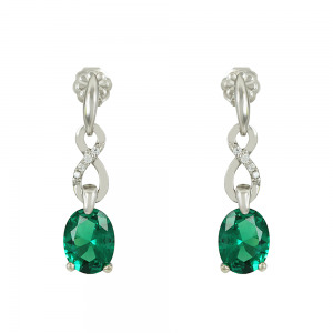 Earrings White gold K14 with semiprecious stones Code 012498