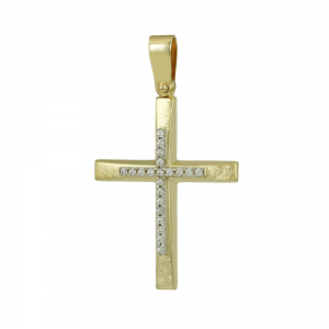 Women’s cross Yellow and white gold K14 with semiprecious crystals Aneli collection Code 012511