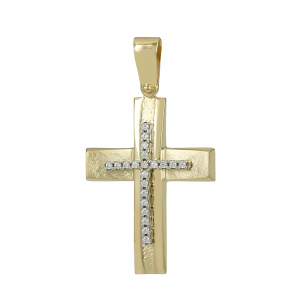 Women’s cross Yellow and white gold K14 with semiprecious crystals Aneli collection Code 012513