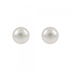 Earrings Yellow gold K14 with Button shape pearl Code 012638