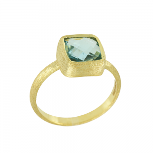 Ring Yellow gold K14 with Blue Topaz Code 012885