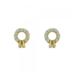 Earrings Yellow gold K14 with semiprecious crystal Code 012994