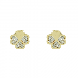 Earrings for baby girl Flower Yellow gold K14 with semiprecious crystals Code 012995