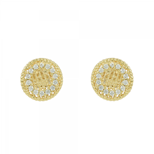 Earrings Yellow gold K14 with semiprecious crystal Code 012996