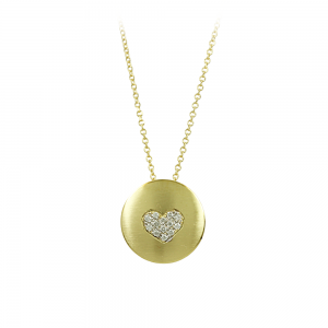 Κολιέ Καρδιά Κίτρινος χρυσός K14 με διαμάντια Κωδικός 013146