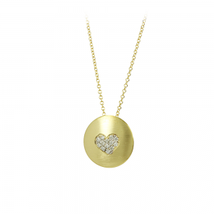 Κολιέ Καρδιά Κίτρινος χρυσός K14 με διαμάντια Κωδικός 013146