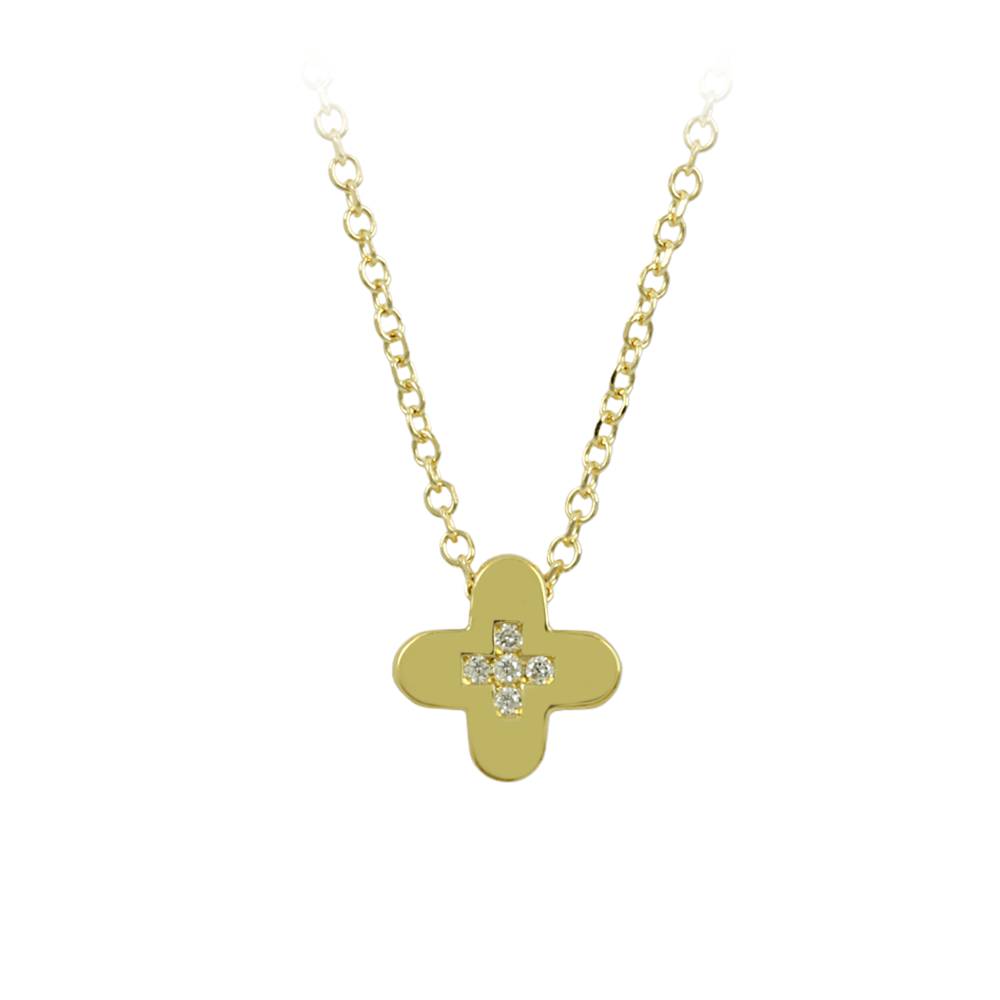 Σταυρός με αλυσίδα, Κίτρινος χρυσός Κ14 με διαμάντι Κωδικός 013149