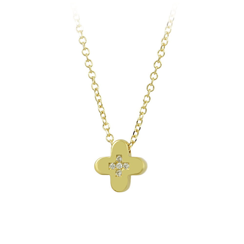 Σταυρός με αλυσίδα, Κίτρινος χρυσός Κ14 με διαμάντι Κωδικός 013149