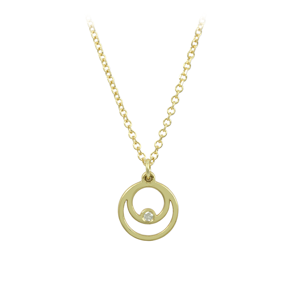 Κολιέ Κύκλος Κίτρινος χρυσός Κ14 με διαμάντι Κωδικός 013155