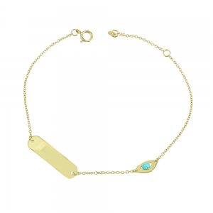 Bracelet for baby Yellow gold K14 with eye motif Code 013176