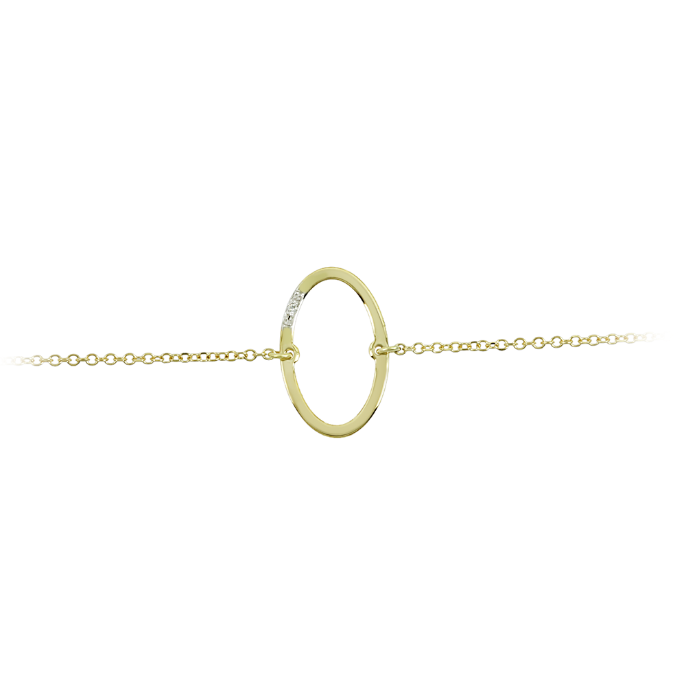 Bracelet Oval circle Yellow gold K14 with diamond Code 013179