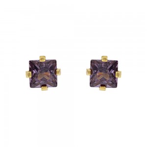 Single stone earrings Yellow gold K14 Code 013470