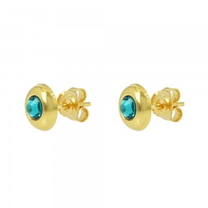 Earrings Yellow gold K14 with semiprecious crystal Code 013482