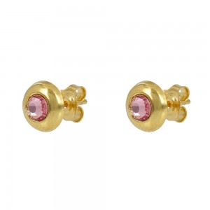 Earrings Yellow gold K14 with semiprecious crystal Code 013485