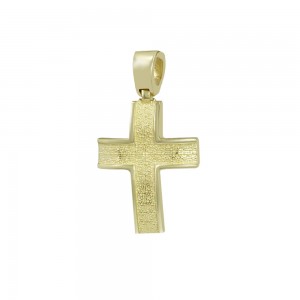 Αντρικός σταυρός Med-size Κίτρινος χρυσός K14 Κωδικός 013646
