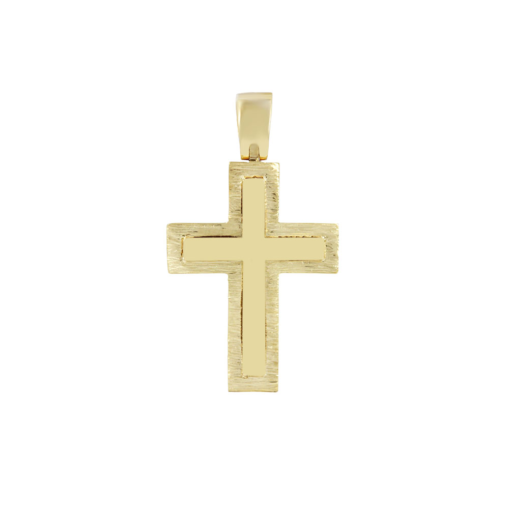 Αντρικός σταυρός Κίτρινος χρυσός K14 Aneli collection Κωδικός 013838