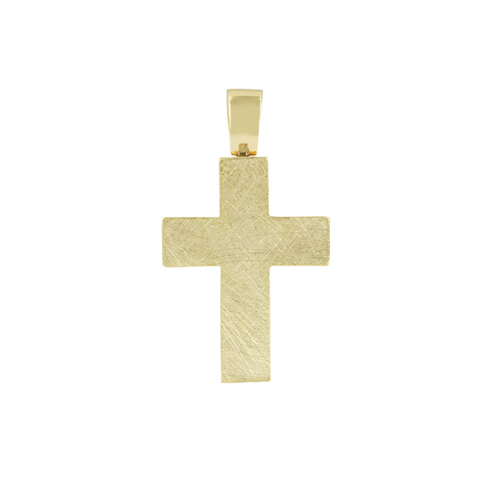 Αντρικός σταυρός Κίτρινος χρυσός K14 Aneli collection Κωδικός 013838