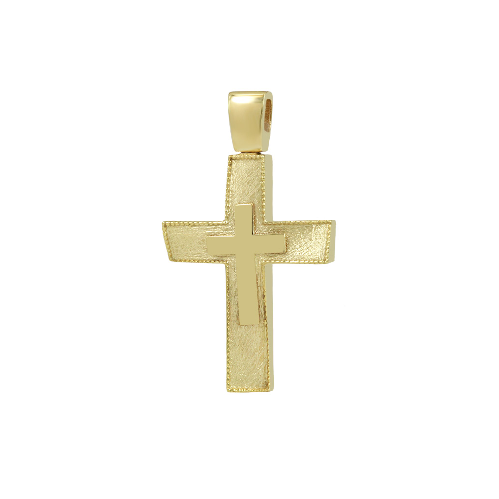 Αντρικός σταυρός Κίτρινος χρυσός K14 Aneli collection Κωδικός 013842