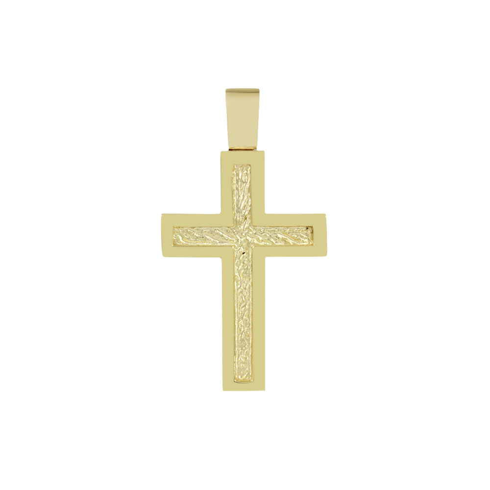 Αντρικός σταυρός Κίτρινος χρυσός K14 Aneli collection Κωδικός 013847