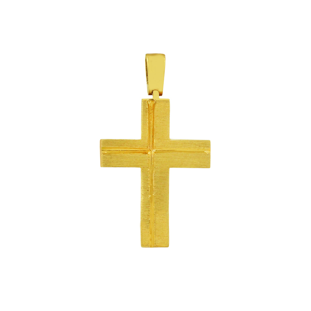 Αντρικός σταυρός Κίτρινος χρυσός K14 Aneli collection Κωδικός 015659