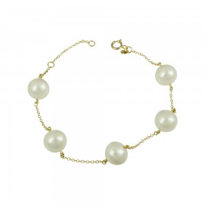 Βραχιόλι Κίτρινος χρυσός K14 με μαργαριτάρια Κωδικός 017264