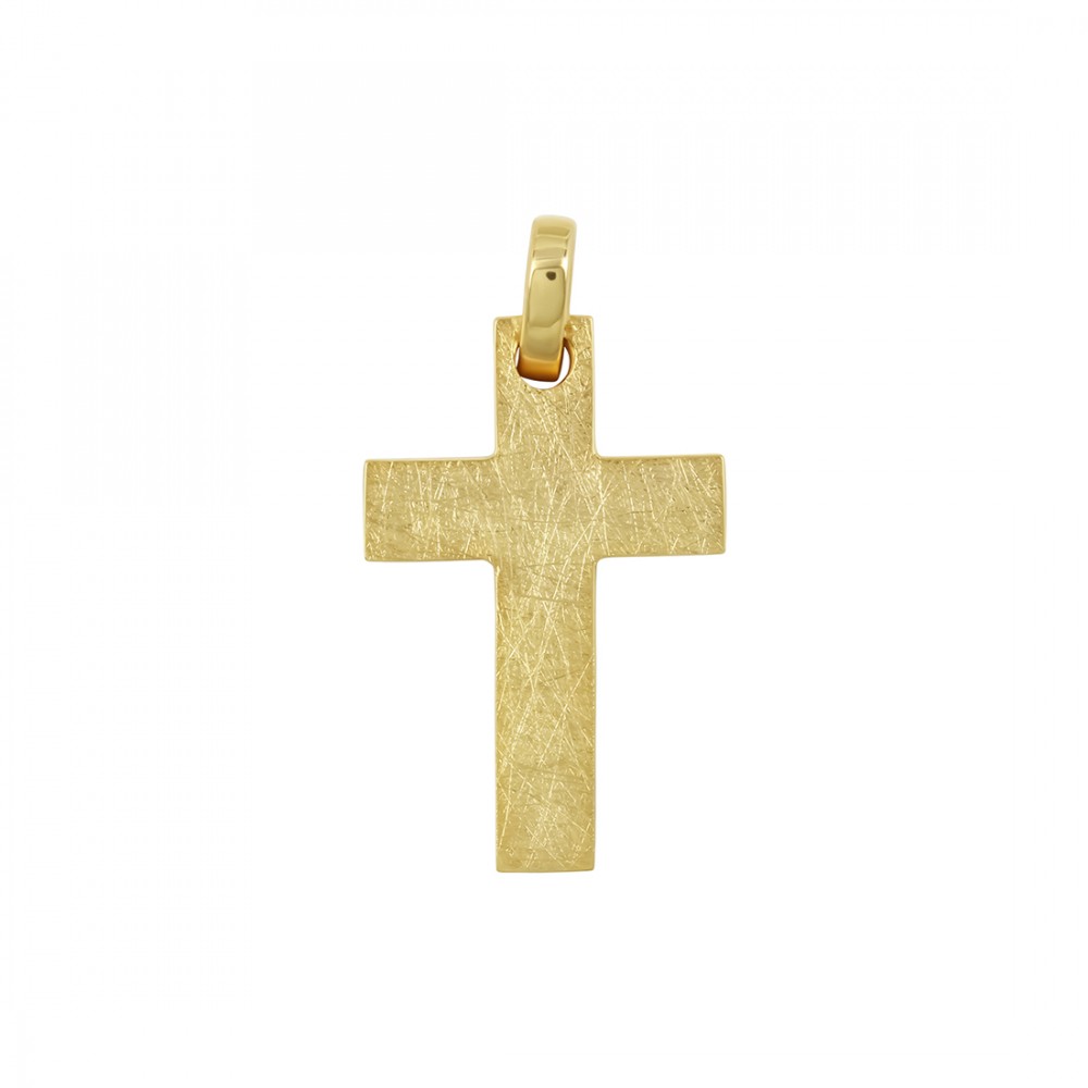 Αντρικός σταυρός Κίτρινος χρυσός K14 Aneli collection Κωδικός 018041