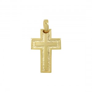 Αντρικός σταυρός Κίτρινος χρυσός K14 Aneli collection Κωδικός 018047