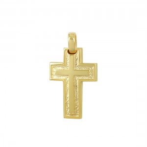 Αντρικός σταυρός Κίτρινος χρυσός K14 Aneli collection Κωδικός 018047