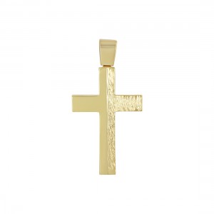 Αντρικός σταυρός Κίτρινος χρυσός K14 Aneli collection Κωδικός 018050