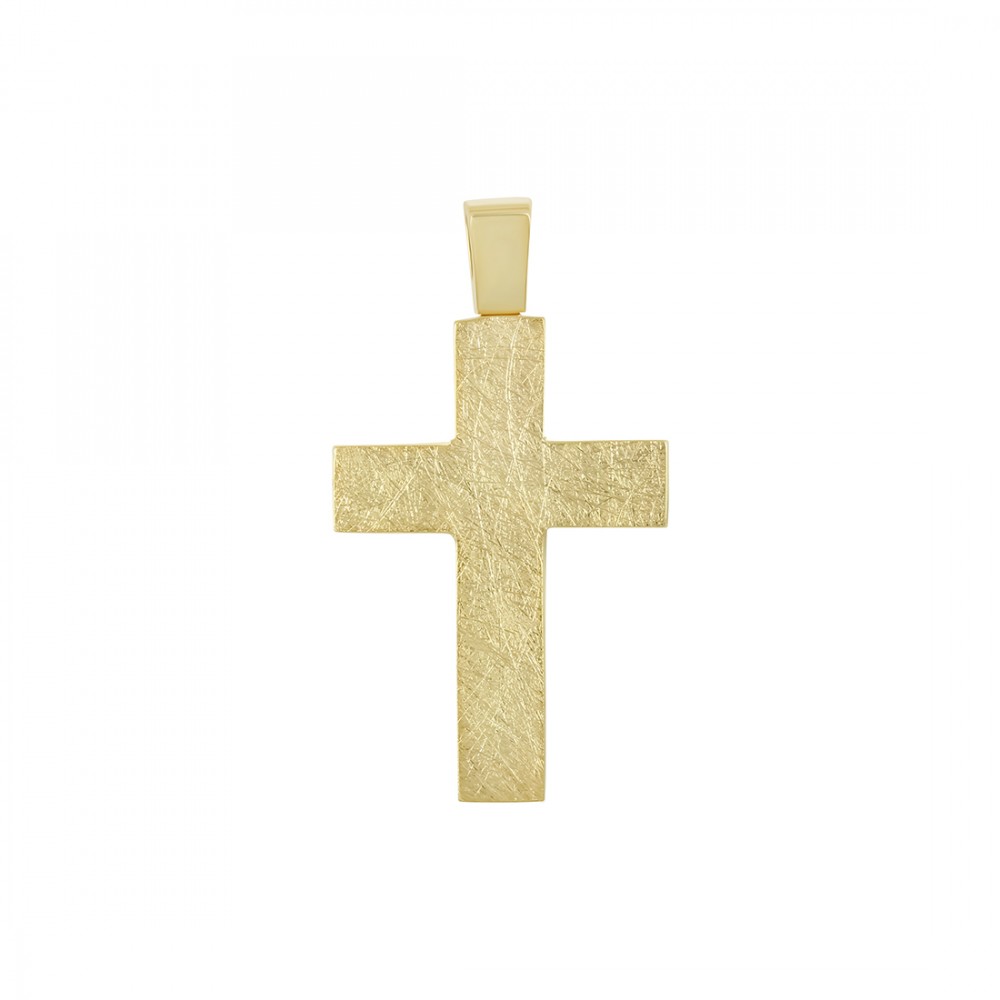 Αντρικός σταυρός Κίτρινος χρυσός K14 Aneli collection Κωδικός 018054