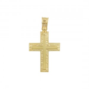 Αντρικός σταυρός Κίτρινος χρυσός K14 Aneli collection Κωδικός 018403