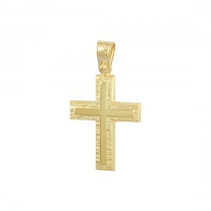 Αντρικός σταυρός Κίτρινος χρυσός K14 Aneli collection Κωδικός 018403