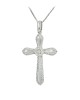 Γυναικείος σταυρός με αλυσίδα, Λευκός χρυσός Κ18 με διαμάντια Κωδικός 004114